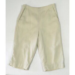Tommy Bahama Womens Capri Pants Size 12 Pale Yellow Corduroy Side Zipper Pockets